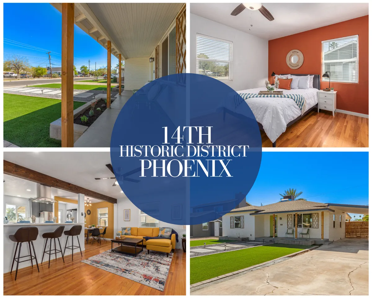 The image showcases a sunlit porch perfect for morning coffee, a stylish living room with comfortable seating, a vibrant bedroom with an orange accent wall, and a modern kitchen with bar seating—all inviting spaces designed for relaxation and togetherness.